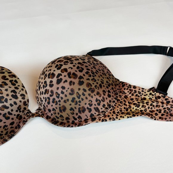NWOT Victoria's Secret Bra 32DD Very Sexy Push-up Leopard Bling Straps Logo - Picture 4 of 10